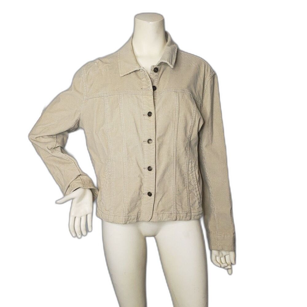 Vintage 90's Y2K A.M.I. Light Tan Cordoroy Jacket Womens Size XL